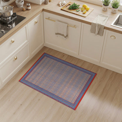 Red Blue Geometric Checkered Area Rug