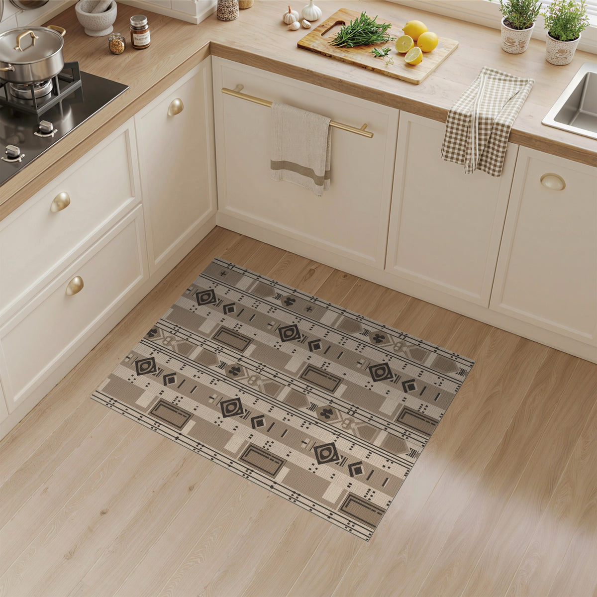 Geometric Modern Brown Geometric Tribal Area Rug
