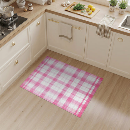 Pink Gingham Checkered Area Rug