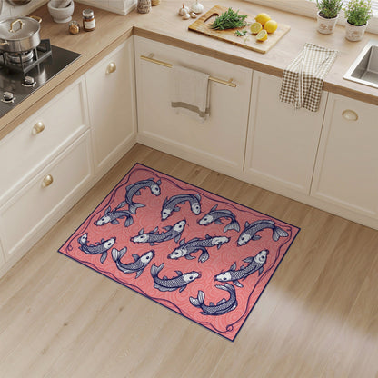 Koi Fish Pink Area Rug
