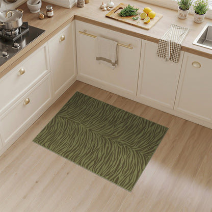 Green Wavy Stripe Washable Area Rug