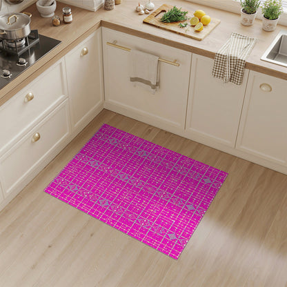 Vibrant Pink Geometric Grid Pink Area Rug
