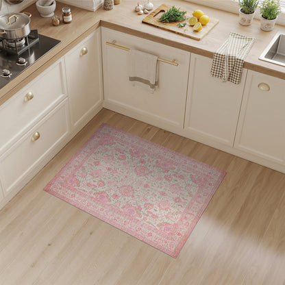 Pink Floral Vintage Area Rug