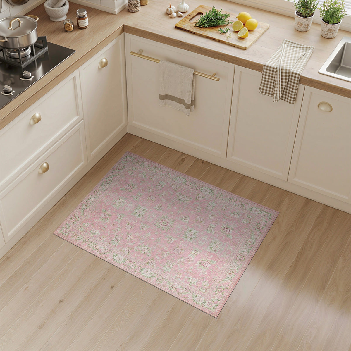 Blush Pink Floral Vintage No. 58 Area Rug