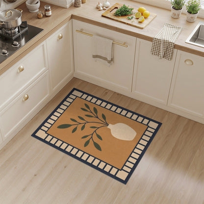 Brown Botanical Vase Area Rug
