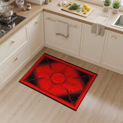 Red Geometric Octagon Area Rug