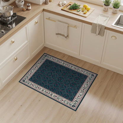 Teal Floral Vintage Area Rug
