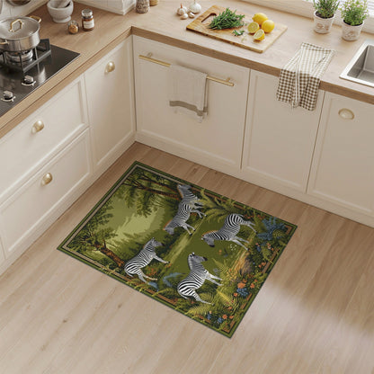Green Zebra Forest Area Rug