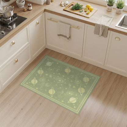 Green Celestial Planets Area Rug