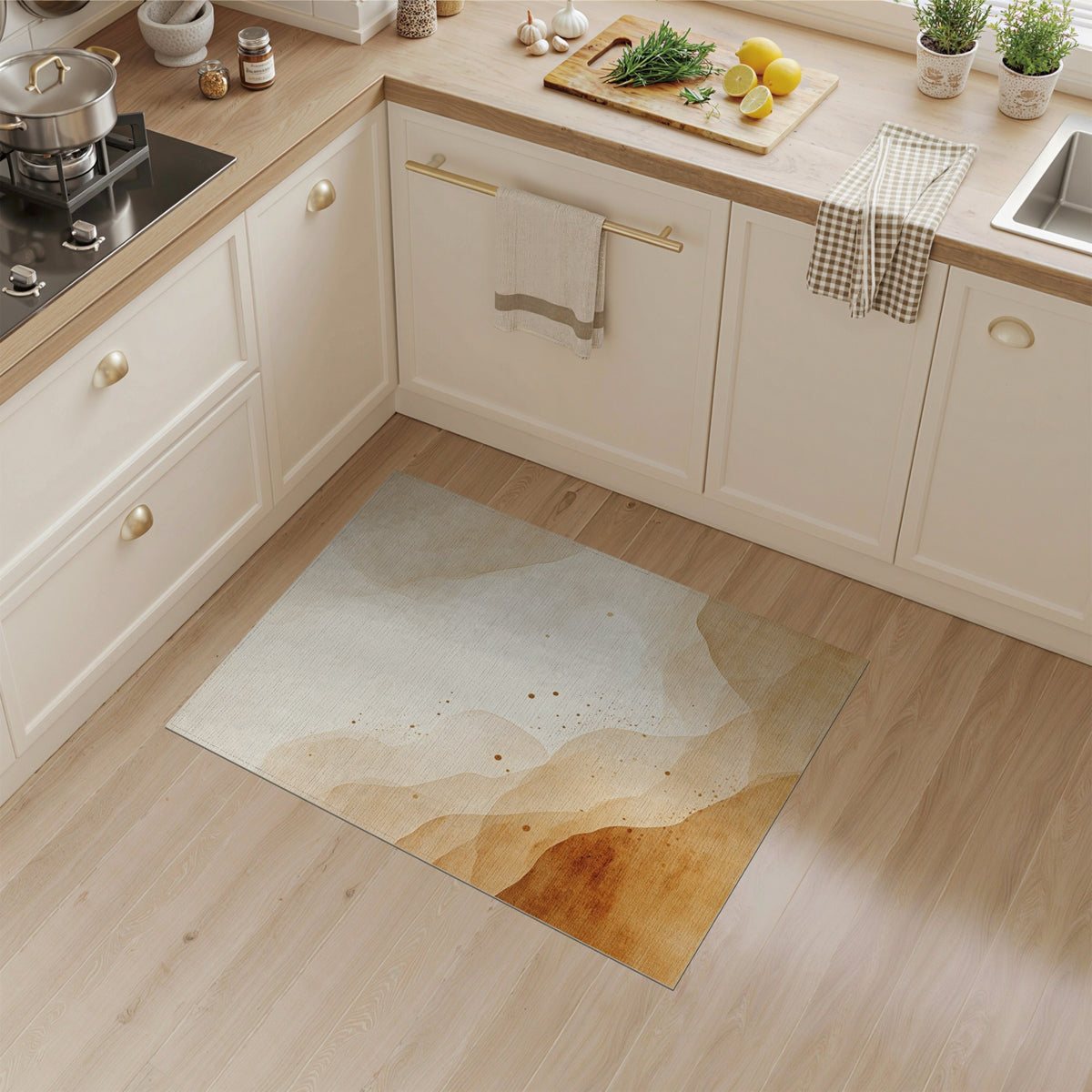 Flow Beige Abstract Flow Area Rug