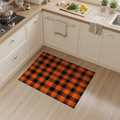 Geometric Modern Orange Black Buffalo Plaid Area Rug