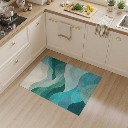 Teal Wave Abstract No. 26 Area Rug