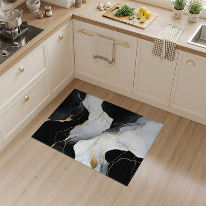 Abstract Area Black White Abstract Marble Area Rug