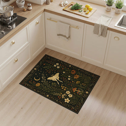 Luna Moth Celestial Floral Area Rug