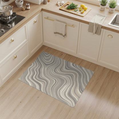 Beige and Neutral Beige Neutral Wavy Abstract Area Rug