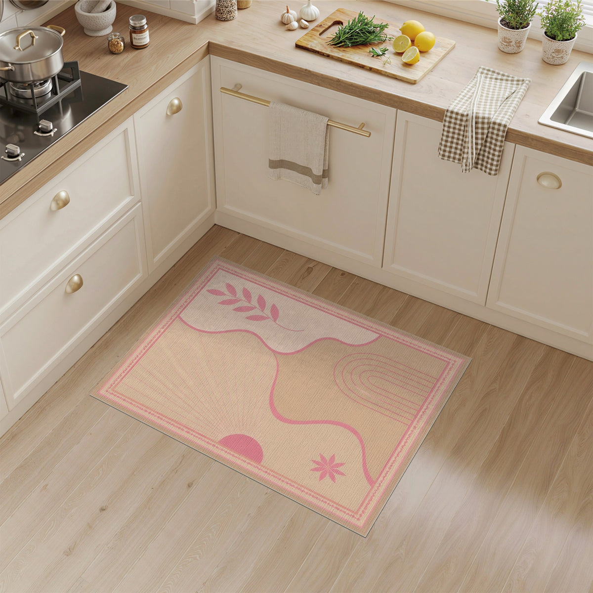 Pink Abstract Sunburst Area Rug