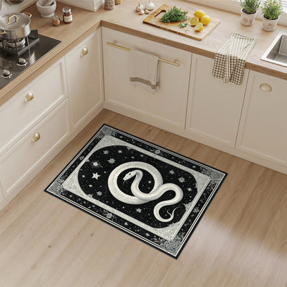 Celestial Snake Black White Area Rug