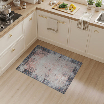 Pink Distressed Vintage Floral No. 7 Area Rug