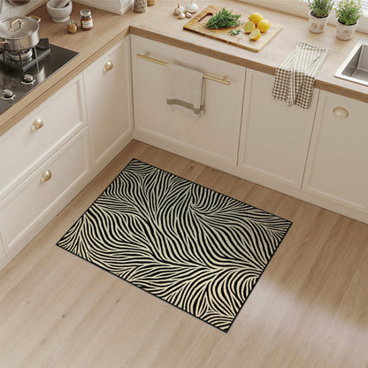Black White Swirl Zebra Area Rug