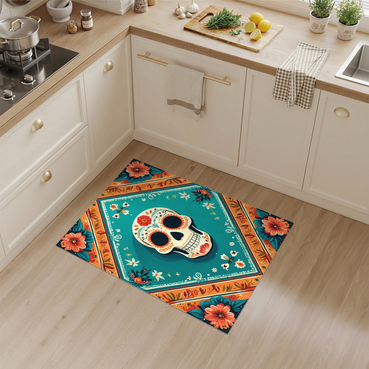 Heritage Tribal Vibrant Sugar Skull Floral Area Rug