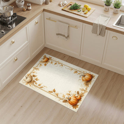 Autumn Pumpkin Frame Washable Area Rug