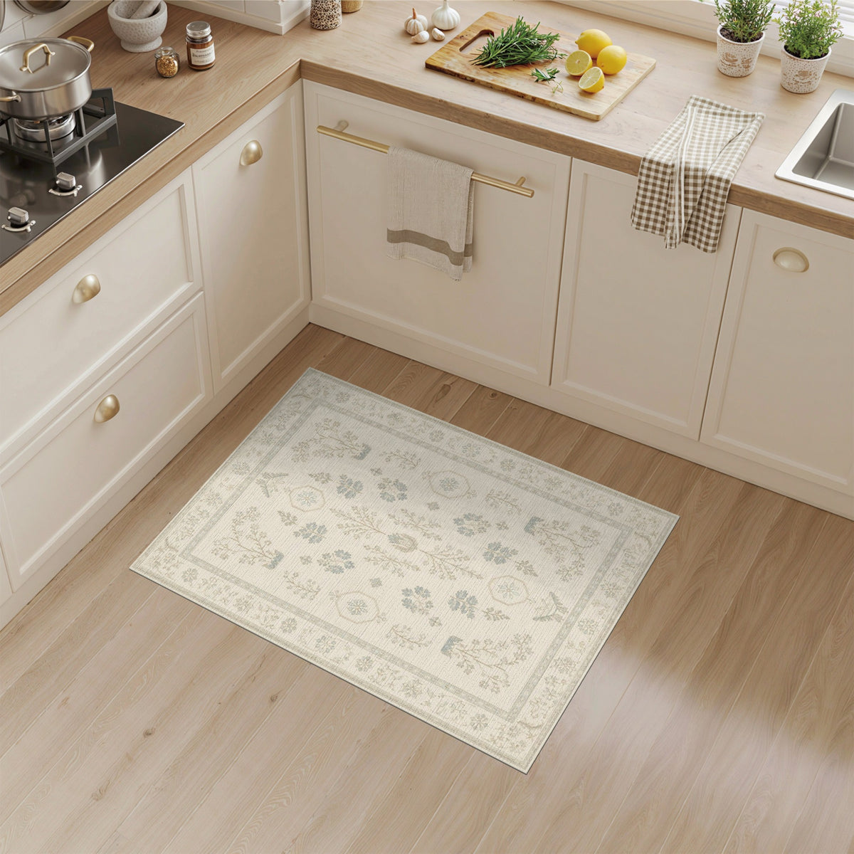 Blue Floral Vintage Area Rug