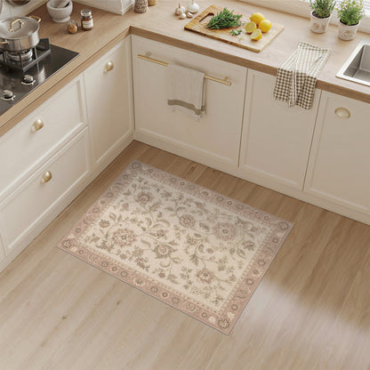 Beige Floral Vintage Area Rug