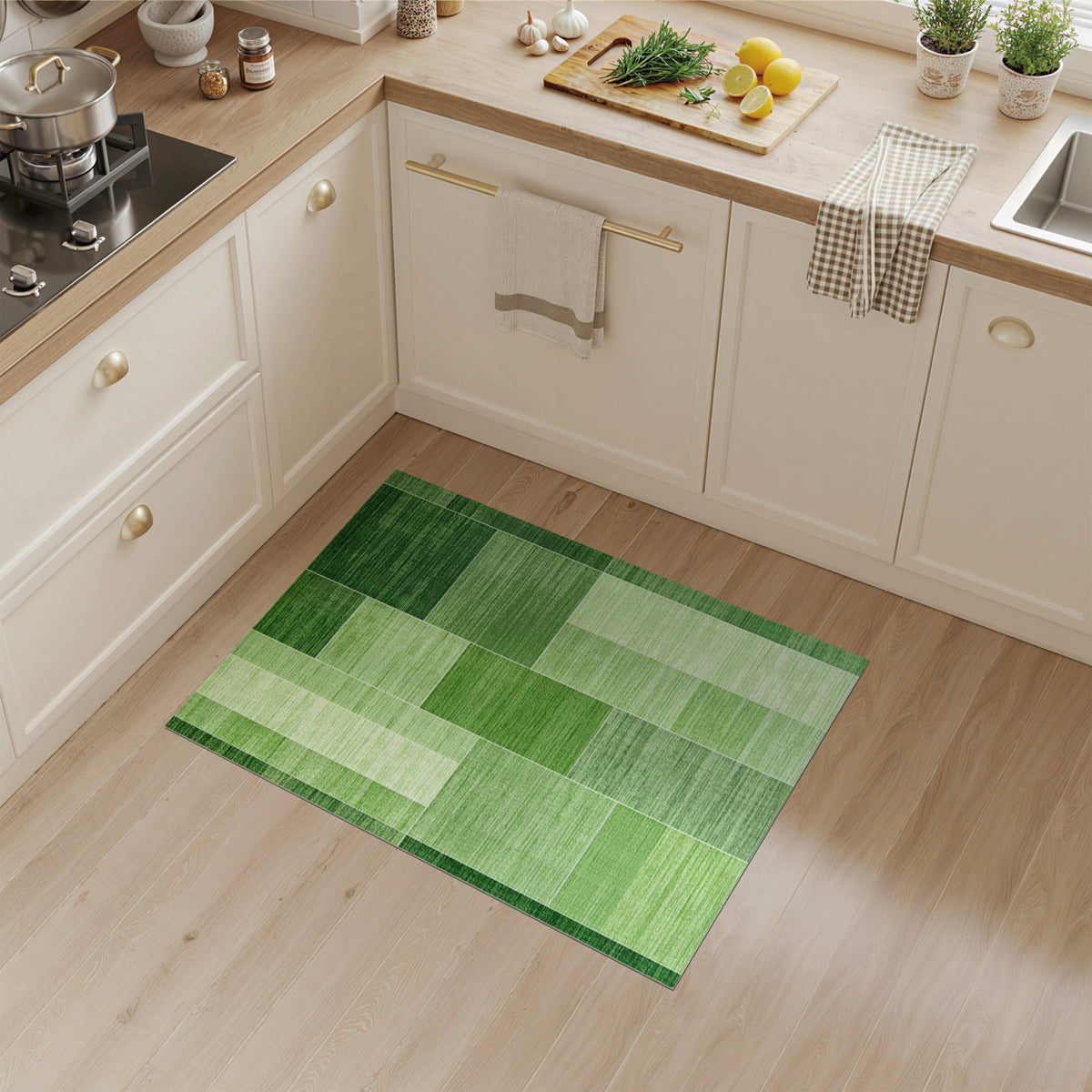 Geometric Modern Lush Green Geometric Block Area Rug