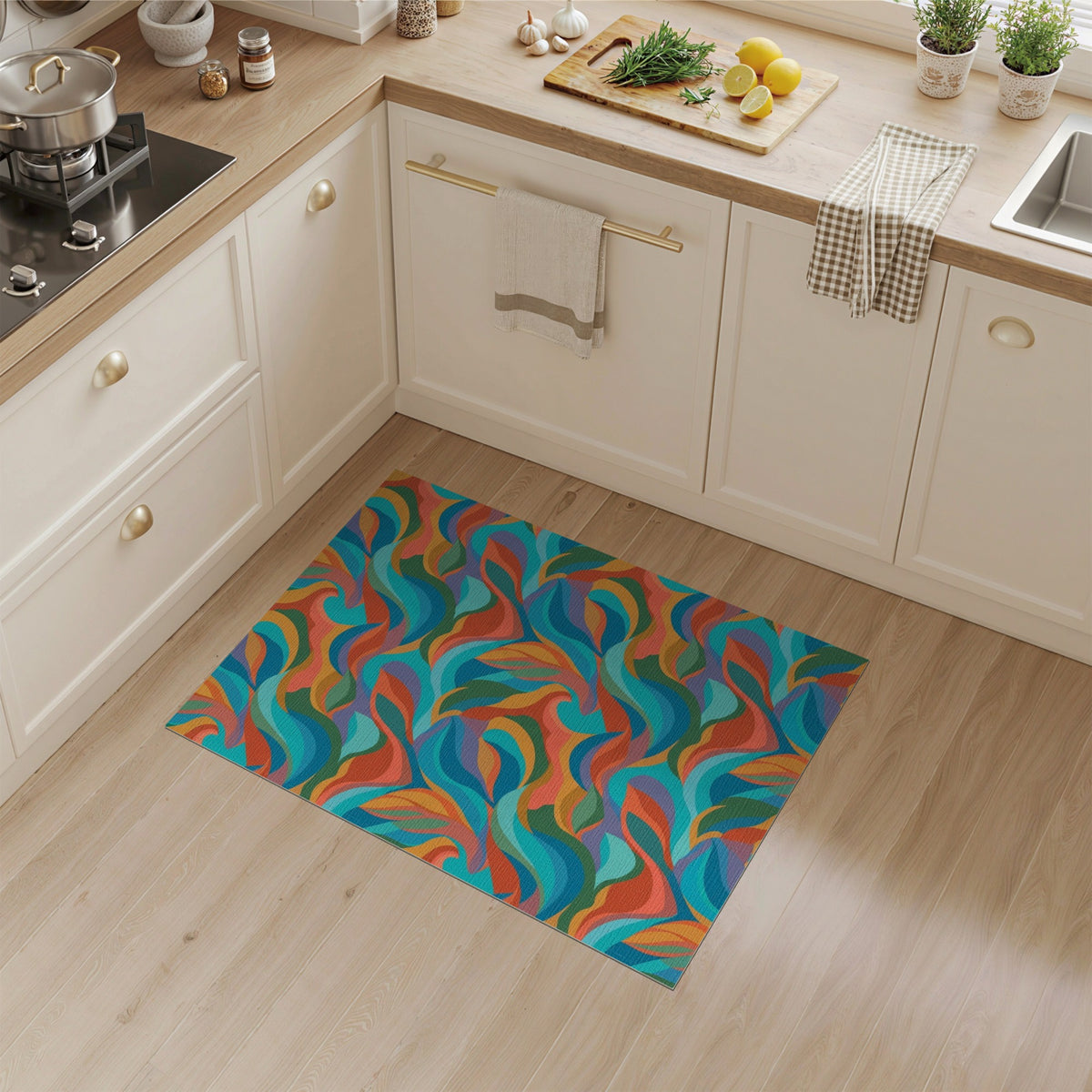Vibrant Multi-Color Wave Area Rug