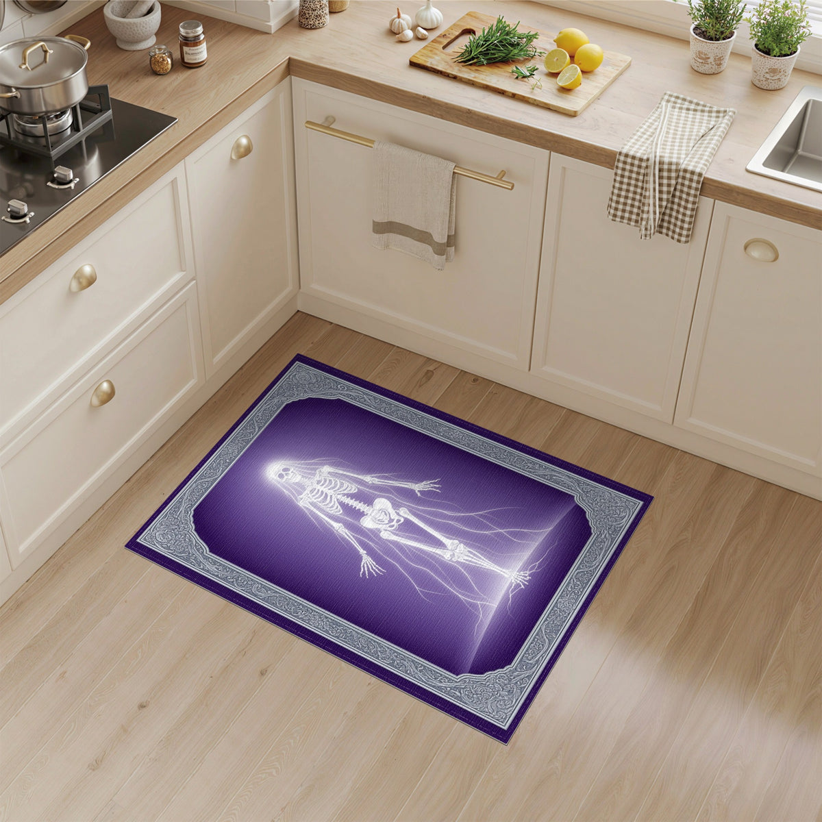 Ethereal Skeleton Veil Purple Area Rug
