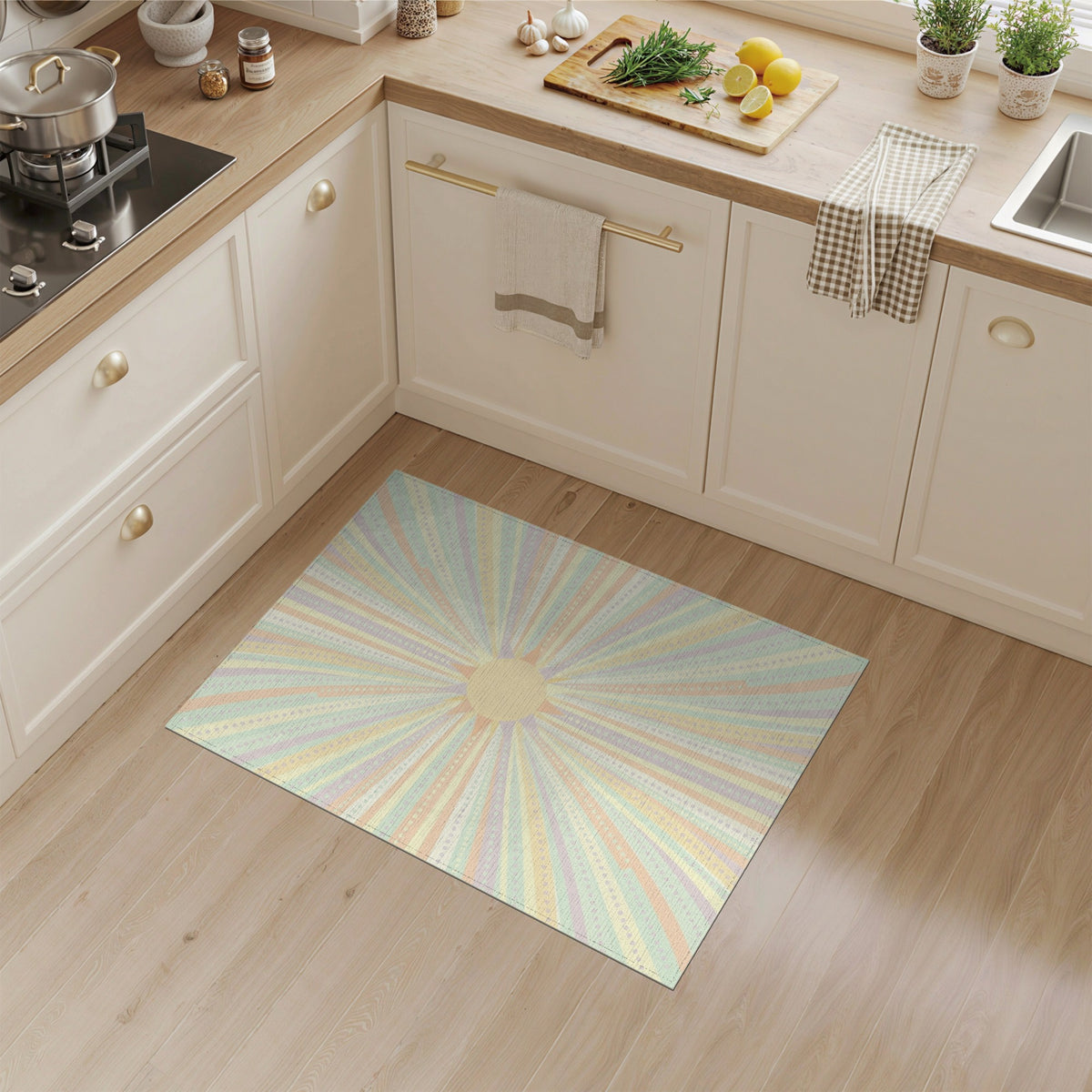Pastel Sunburst Geometric Area Rug