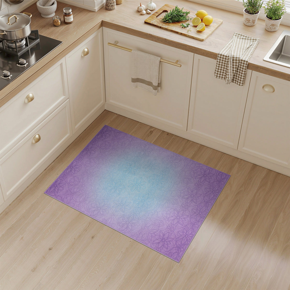 Purple Floral Ombre Vintage Area Rug