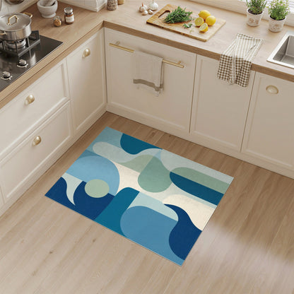 Abstract Area Blue and Teal Blue Teal Abstract Area Rug