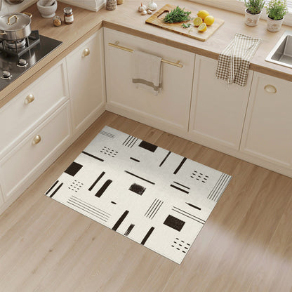 Black White Geometric Abstract Area Rug