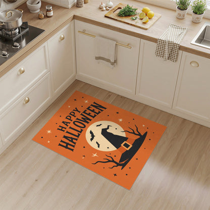 Happy Halloween Witch Hat Orange Area Rug