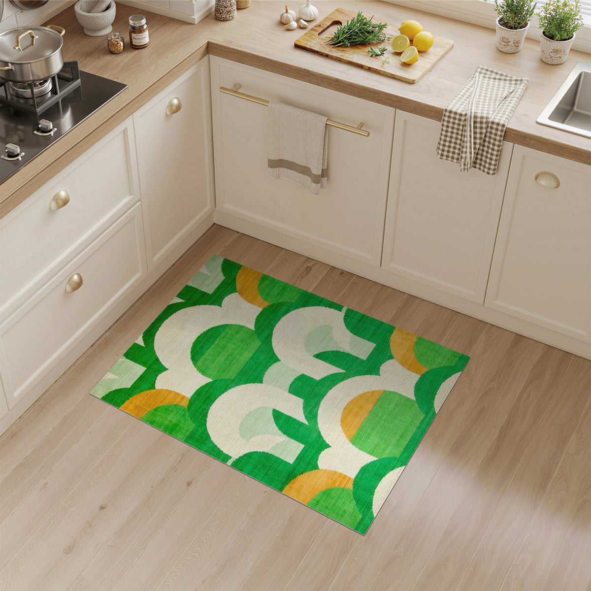 Green Geometric Arch Area Rug