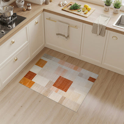 Orange Geometric Orange Block Area Rug