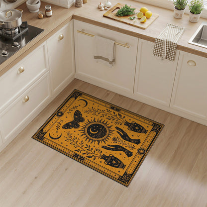 Celestial Butterfly Sun Moon Yellow Rug