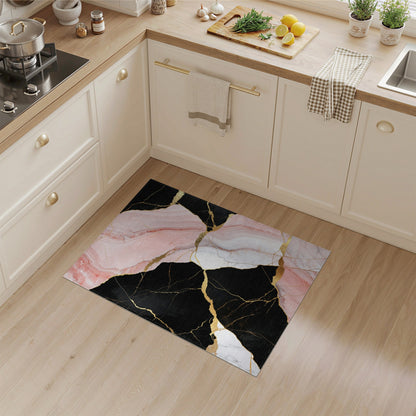 Pink Marble Gold Abstract Pink Area Rug