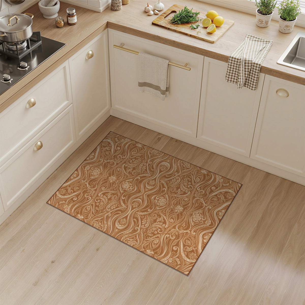 ODIKA Brown Tan Floral Vintage Area Rug