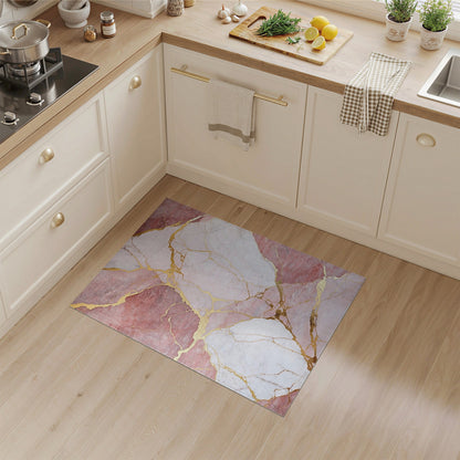 Abstract Area Pink Marble Gold Vein Area Rug