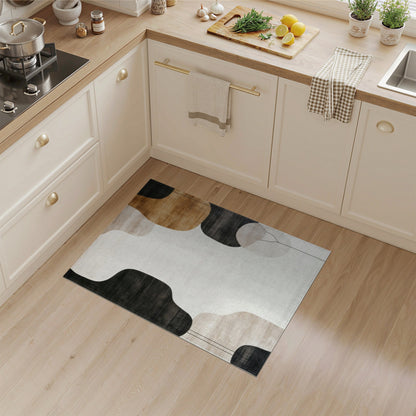 Abstract Organic Shapes Area Rug in Brown Tan