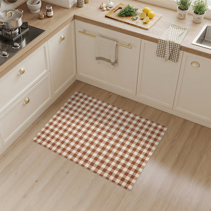 Brown and Tan Brown Gingham Checkered Area Rug