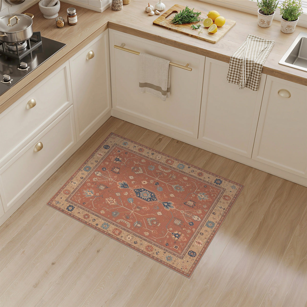 Red Traditional Persian Medallion Area Rug