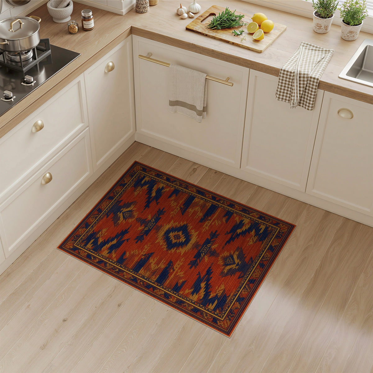 Southwestern Orange Geometric No. 28 Area Rug