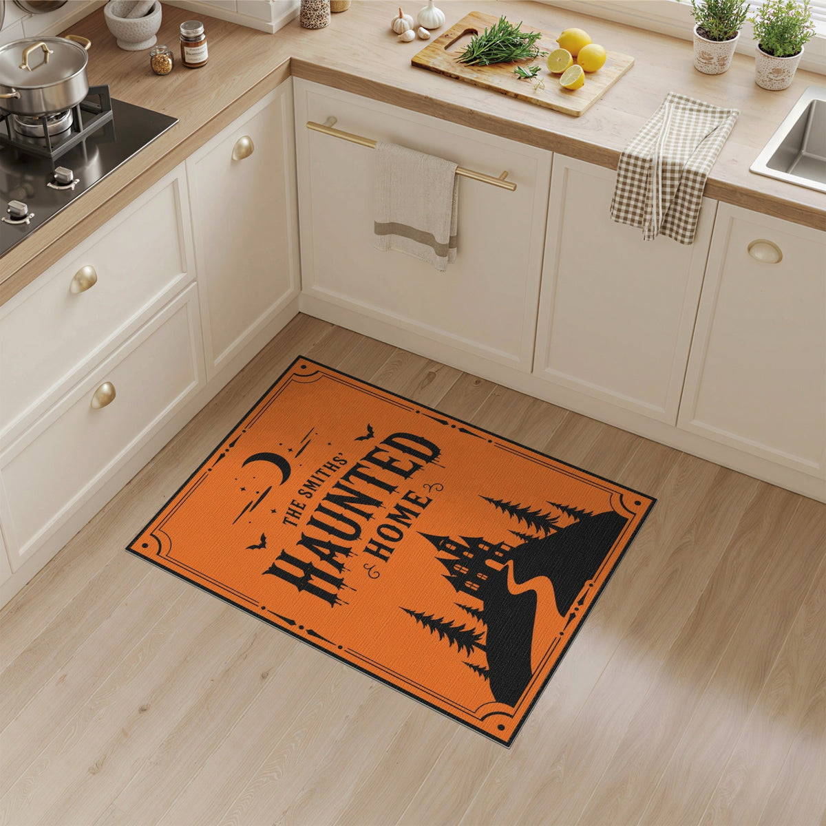 Distressed Vintage The Smiths' Haunted Home Orange Area Rug