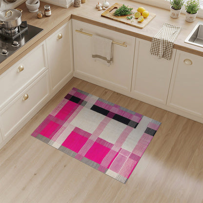 Pink Geometric Patchwork Area Rug