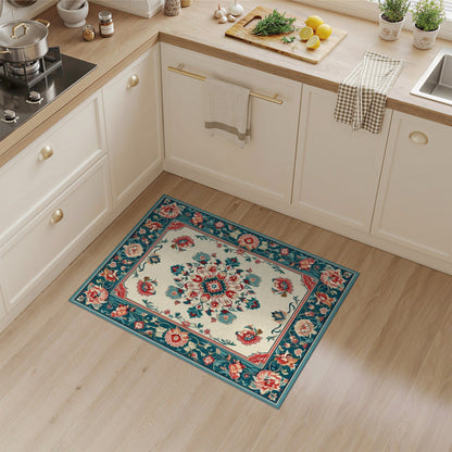 Blue and Teal Medallion Teal Floral Medallion Vintage Area Rug