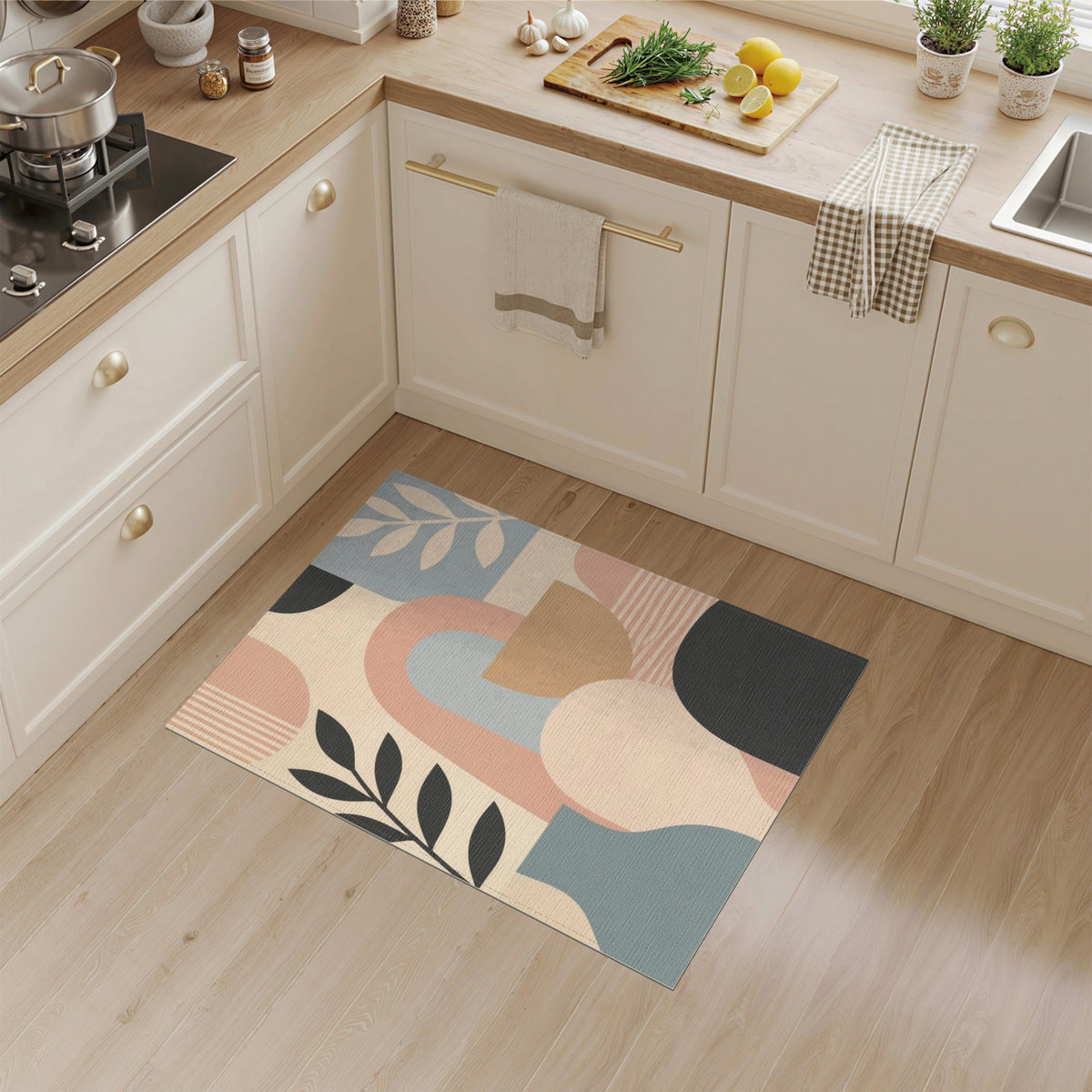 Beige Abstract Arch Area Rug