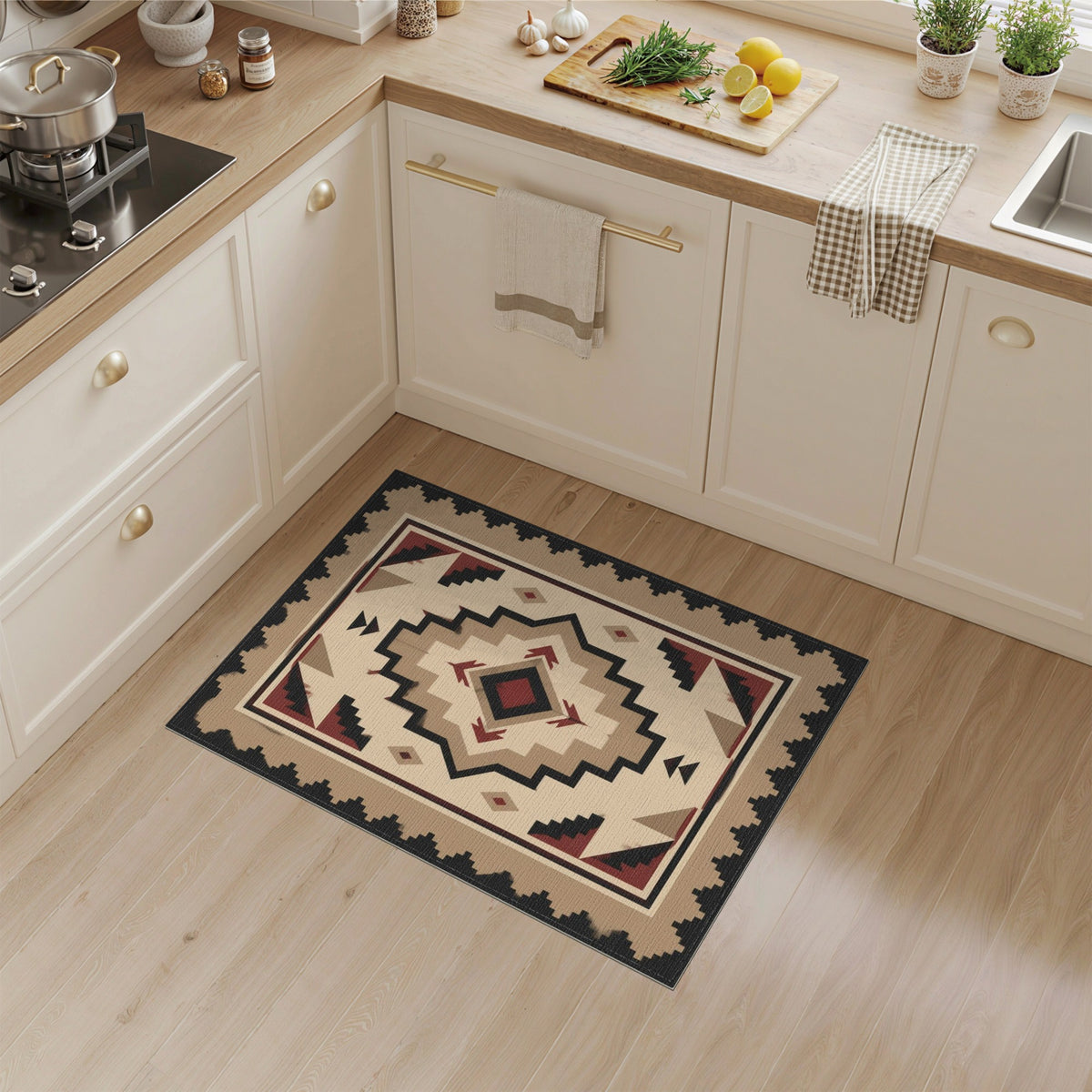 Brown and Tan Southwestern Geometric Area Rug